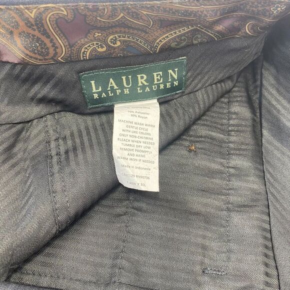 Lauren Ralph Lauren Pants Mens Size 40x30 Gray Dress pant Flat Front Mid Rise - Picture 4 of 11